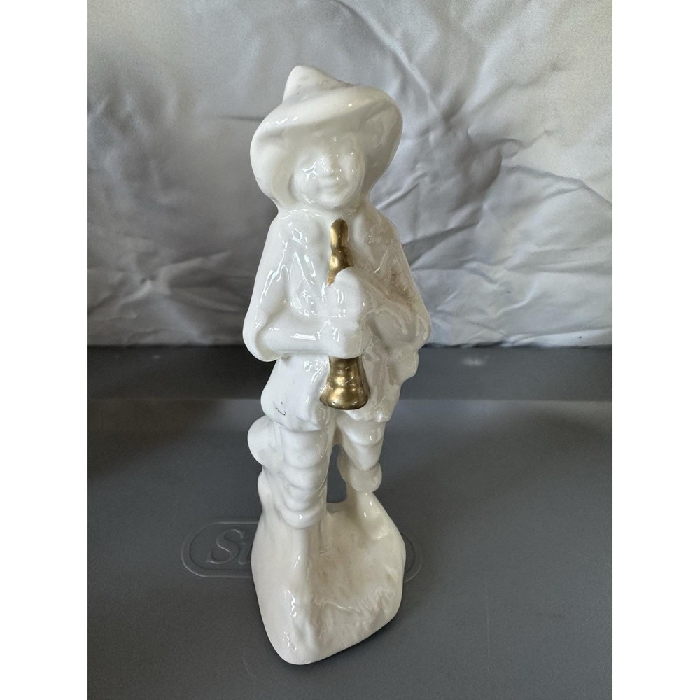 Vintage Nativity Shepherd Figurine playing horn‎ Ceramic Figurine
